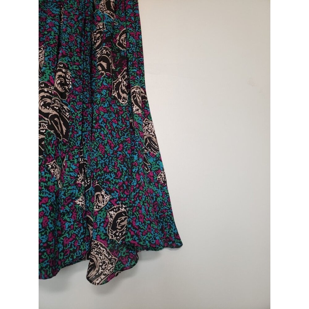 VTG Lorac Original Lady Carol Womens Midi Dress Floral Semi Sheer Ruffle V Neck - Picture 3 of 5